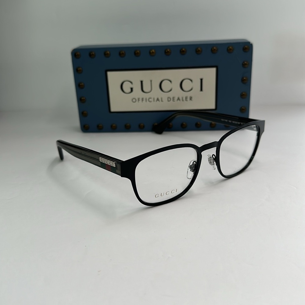 Auth - Gucci GG1118O 003 Eyeglasses Men's Black/Grey Full Rim Square Shape 52-2… - Picture 3 of 16